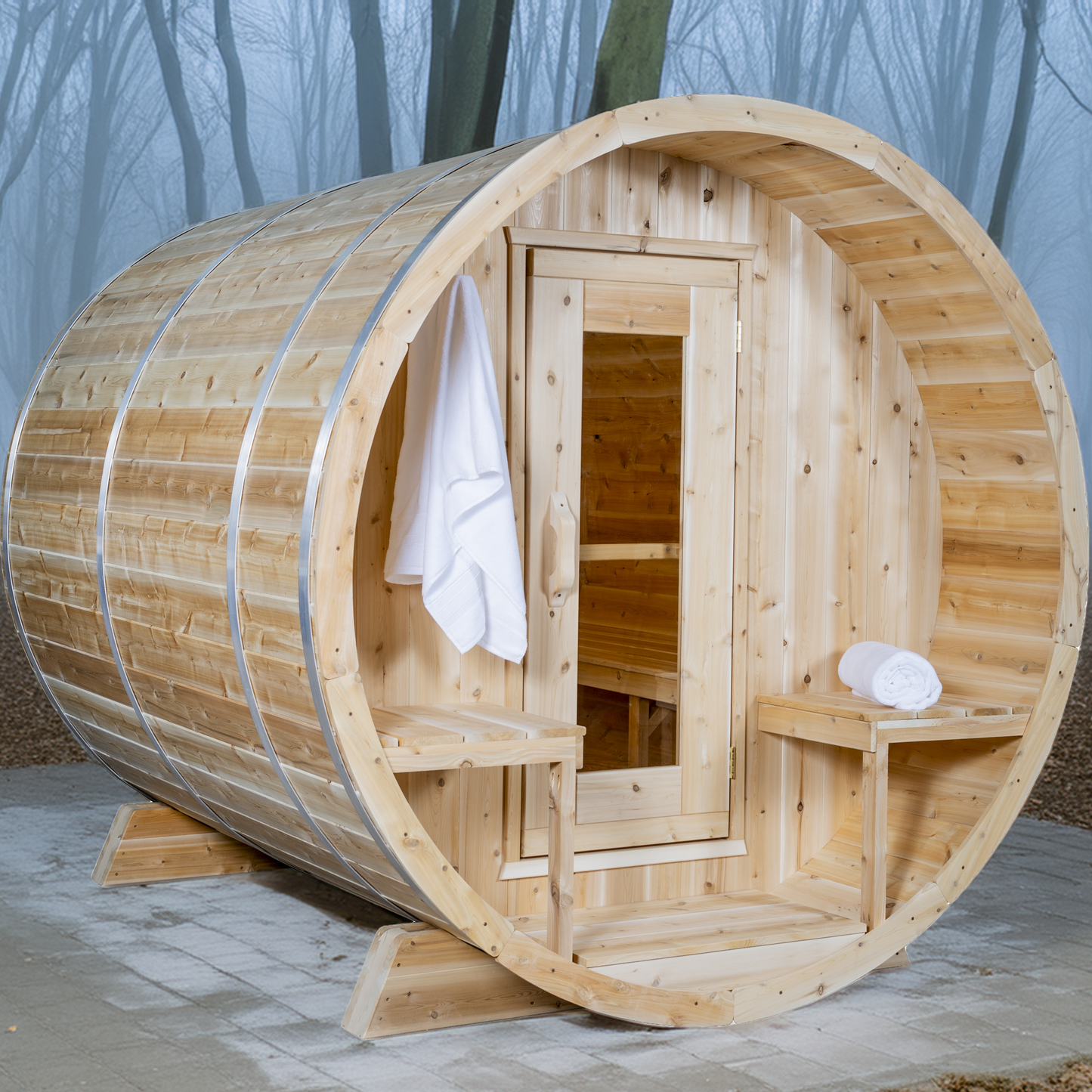 Dundalk Serenity 4-Person Pre-Built Small Barrel Sauna